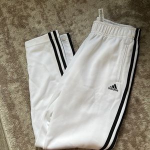 White/black adidas snap up pants